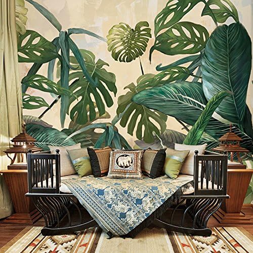 HUANGYAHUI wallpaper Southeast Asian Banana Leaf Restaurant wall mural wallpaper Qiangbu living room TV backdrop wallpaper