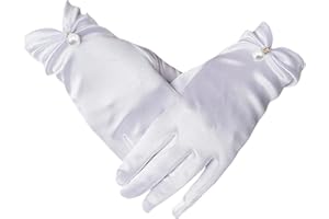 EVER FAIRY Gants en satin blancs de vacances, de mariage ou de concours pour fille