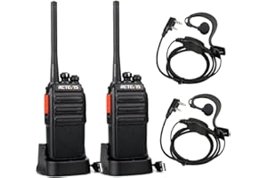 ‎RETEVIS Retevis RT24 Walkie Talkie, Krótkofalówki PMR446 bez Licencji, Profesjonalne Walki Talki z Dużym Zasięgiem, Wytrzymały VOX Radiotelefon ze Słuchawkami, na Dorosłych Kemping Domowe(czarny, 1 para)