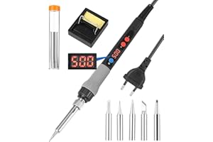Zhufas Zestaw lutowniczy, lutownica LED 110 W z regulacją 180°C – 500 °C, z włącznikiem/wyłącznikiem, drut lutowniczy 10 g