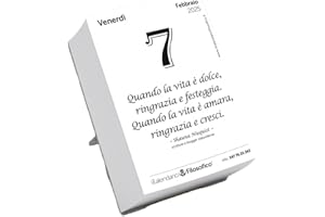 Il Calendario Filosofico 2025 avec support en carton, format A7 de 7,5 x 10,5 cm, le premier et l'original calendrier de table avec 365 jours de phrases philosophiques, chaque jour une phrase,