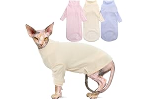 Hjumarayan Vetement pour Chat Sphynx - Respirant été Tee-Shirt pour Chat - Gilet d'été sans Cheveux pour Chat Sphynx, Cornish Rex, Devon Rex, Peterbalg (Jaune, S)
