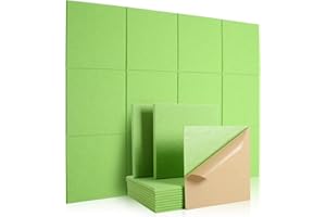Rdutuok 12 Stück Selbstklebend Akustikplatten,30x30x1 cm Akustik Absorber Akustikpanel Schallschutzplatten für Tonstudio,Büro,Studio,Akustische Behandlung und Wanddekoration（Grün）