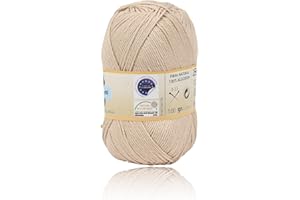 H HANSEL HOME Ovillo de Algodón Premium 100% Natural - Perfecto para Tejer y Ganchillo, Ideal para Crochet y Amigurumi, Beig Claro, 100gr, 220m
