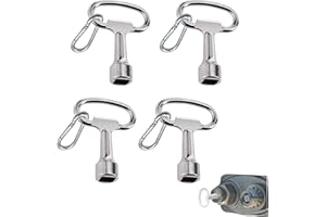 TREABEAR 8mm Chiave Quadrata Contatore 4Pcs con 4 Moschettoni Chiave Quadrata, Chiave Quadra con Moschettone, Chiave Universale Dell'Edificio, Chiave Sfiato Termosifoni per Contatore Acqua Aspettare
