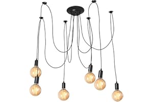 ‎GREENSEN Deckenlampe Spinnen 6 Armen, Retro Pendelleuchte Vintage Spinne Kronleuchter Schlafzimmer Lampe Kronleuchter Industry Ceiling Light Pendelleuchte für Schlafzimmer Wohnzimmer Esszimmer Hotel Bar