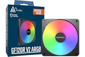 MONTECH GF120R V2 ARGB 120mm Case Fan – Sleek & Minimalist Design, High Airflow, Hydraulic Bearing, Quiet Performance, Vibrant ARGB Lighting, Reverse Blade, Black
