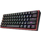 Redragon K617-RGB 16.8 Million RGB Lighting, Red Switch Fizz 60% Q Turkish Wired Mechanical Gaming Keyboard Black