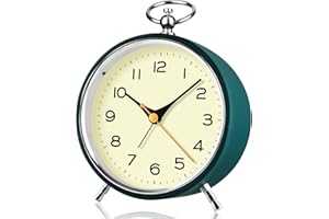 SOCICO Analogue Alarm Clock for Bedroom,Non Ticking Alarm Bedside with Night Light, Retro with Snooze, Battery Alarm Clock Bedside Clock Table Clocks for Heavy Sleepers