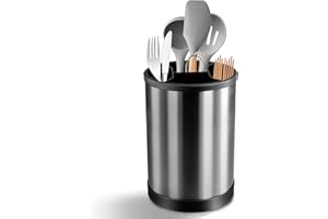 VUSDDY Utensilios De Cocina, Soporte para Utensilios Acero Inoxidable, Porta Utensilios Giratorio, Organizador De Utensilios para Cuchara, Tenedor