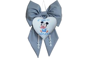 NEO MAMMA L'INIZIO DI UN AMORE CHE NON HA FINE. Fiocco Nascita Bimbo Personalizzato con Nome e Disegno, un Regalo per Celebrare questi Momenti Preziosi (Azzurro)