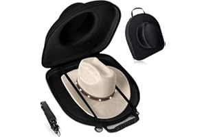 GENERIC Cowboy Hat Case – Crushproof Travel Hat Box for Panama, Fedora & Baseball Caps – Hard Organizer with Handle, Shoulder & Luggage Strap for Storage & Carry-On Use (A)