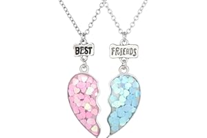 Dacitiery 2 Pcs Puzzle Heart Necklace Best Friend Necklace Alloy Pendant Friendship Jewellery Gift For Girls Women Graduation Birthday Gift