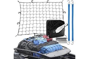 EPESL Rete da Carico 90x120cm si Allunga Fino a 180x240cm con 24 Pezzi Ganci Universali e 2 x Corde Elastiche per il Carico, Rete Organizzativa Posteriore per Auto Portabagagli sul Tetto/Baule/Camion/SUV
