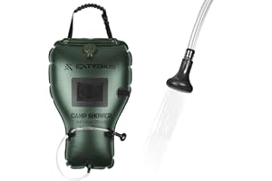 Extremus Rainbow Falls Camping Shower, 6.6 Gallons/25L Camp Shower Bag, Solar Heating PVC Bladder, Built in Thermometer, Mesh Pocket, ABS Nozzle System, Portable Solar Shower for Camping