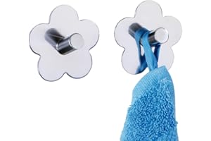 WENKO Haczyki ścienne Fiore błyszczące - zestaw 2 sztuk, samoprzylepne, stal nierdzewna 5,8 x 2,8 x 5,8 cm, błyszczące