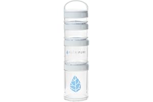 Nutripure | Pilulier Voyage Go Stak Starter 4Pak BlenderBottle | Poudres, Gélules, Collations Pré/Post Entraînement | 4 Compartiments Empilables : 40, 60, 100, 150 ml | Fabriqué en France