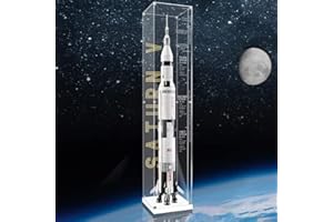 APRILA Acrylic Display Case for Lego 21309 NASA Apollo Saturn V, Transparent Dustproof Display Box Compatible with Lego 92176 Ideas NASA Apollo Saturn V Space Rocket Building Kits, 22.6 x 22.6 x 107CM
