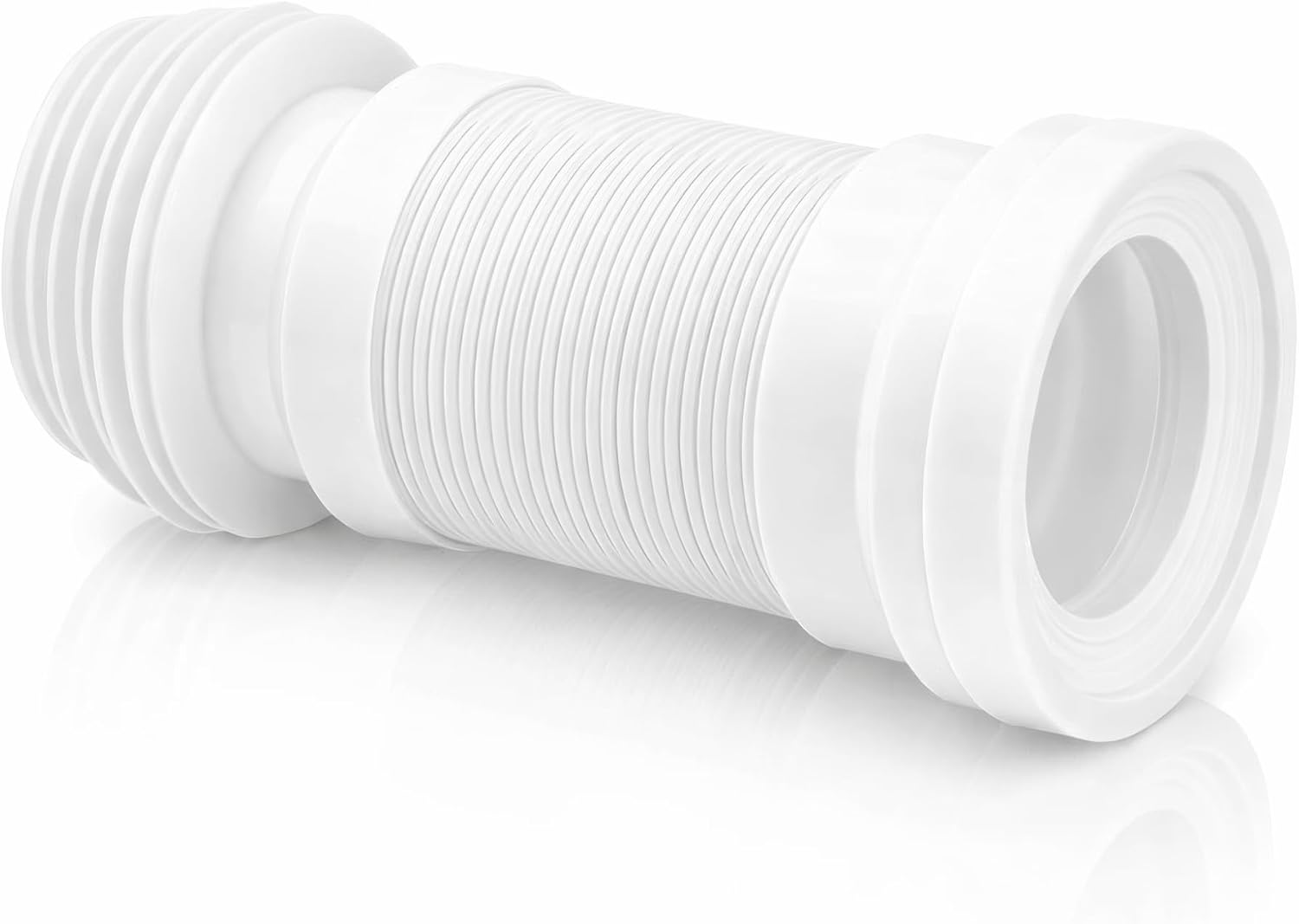 Manguito WC Extensible PVC | Conector Universal para Inodoro Ø90-110 mm | Tubo Flexible Ajustable 240-480 mm | Instalación Fácil, Alta Estanqueidad y Antifugas