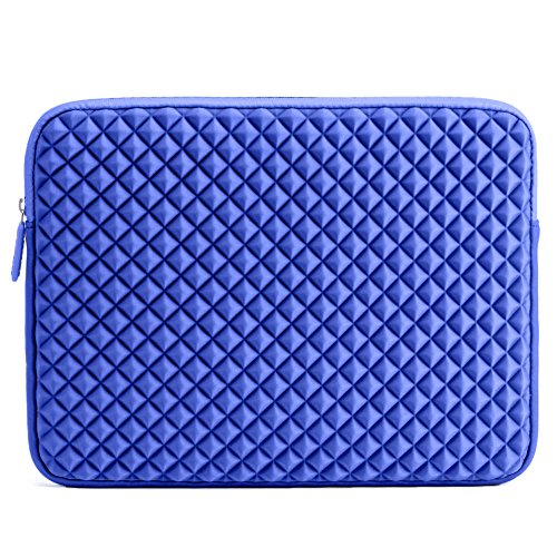 Laptophülle, Evecase Universal Neopren Anti-Schock Laptop Schutzhülle mit Rautenmuster / Diamant-Muster Schaumpolsterung für 13.3 – 14 Zoll Laptops Tablets Macbooks Notebooks Chromebook – Blau - 2