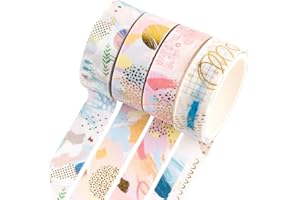 YUBBAEX Washi Tape zestaw dekoracyjnych taśm rzemieślniczych do majsterkowania, pamiętnika, rękodzieła, pakowania prezentów, scrapbookingu (geometryczne brązowanie)