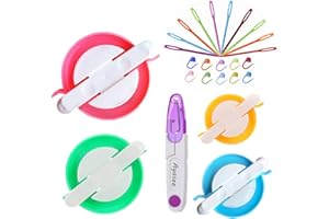 AYASEE Pompom Maker Kits, Pom pom Knitting Loom Kit Fluff Ball Weaver Needle Craft DIY Knitting Crochet Craft Tool Kit, 4PS Pompom Maker+10PS Knitting Stitch Markers+10PS Plastic Needles+1PS Scissors (25)