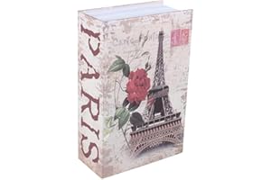 HIULLEN Diccionario seguro, libro de diccionario, caja fuerte con llaves, caja de seguridad para libros para dinero joyas y documentos de valor (bloqueo de contraseña, estilo Torre Eiffel)