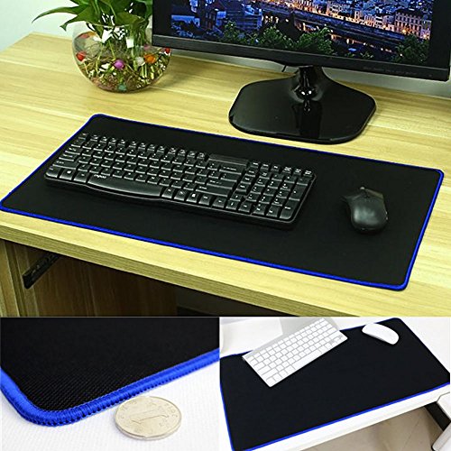 Vococal® Tragbare Kautschuk Verlängert Spiele Große Tastatur Mauspads, Schwarz + Blauer Rand - 5
