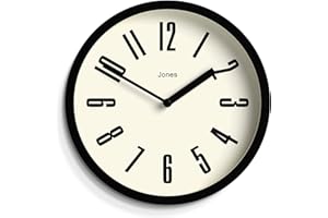 Jones Clocks® Zegar ścienny z wanna spa | mały okrągły zegar retro | 20 cm | czarny | łatwe do odczytania cyfry | Idealny do kuchni, biura, pokoju dziecięcego lub dowolnej małej przestrzeni