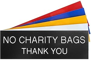 County Engraving Engraved Plaque NO CHARITY BAGS THANK YOU Sign 150mm x 50mm (Black with White Text)