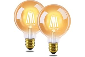 GBLY 2 Stück LED Glühbirne E27 Vintage Lampe - G95 Warmweiss Filament Leuchtmittel 2700K 4W Edison Retro Glühlampe Warmweiß Birne Glas Antike Energiesparlampe für Haus Hotel Café Bar
