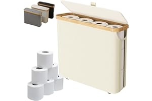 SIGHTDAY Toilet Paper Storage Basket,Toilet Roll Storage Basket with Lid,Bamboo Toilet Roll Basket Holder Organiser,Toilet Roll Storage Box,Free Standing Toilet Paper Container with Storage(Beige)