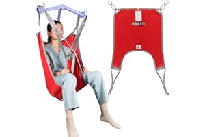EZ Assistive Patientenlift Sling mit geteiltem Bein und unterem Rücken,Hebegurt für Transfer, Positionierung und Heben, 500 Pfund Tragkraft(Rot, Große Größe)