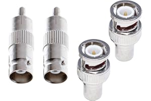 ZOREI 4 Pezzi Adattatore BNC RCA, Convertitore Connetttore RCA BNC, 2 Pezzi Da BNC Femmina A RCA Maschio + 2 Pezzi Da BNC Maschio A RCA Femmina