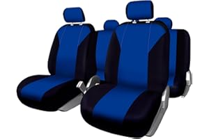 +PWR Car Parts Juego de Fundas de Asiento Universales Firenze Azules y Negras. Airbag Compatibles, Juego Completo para 5 Asientos.