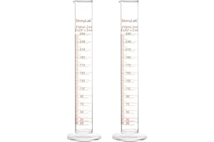 StonyLab 2-Pack Borosilicate Glass 250ml Heavy Wall Graduated Cylinder Measuring Cylinder, 250ml