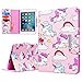 Produktbild WE LOVE CASE iPad Mini hüllen Leder mit Automatischem Schlaf Funktion iPad Mini 1 / 2 / 3 Smart Case Hülle Flip PU Case in Retro und Schön Style Rosa Einhorn Muster Backcover Case Leder Klappbar Tasche Elegant Backcover PU Intern TPU Silikon Weiche Cover Stoßfest Bumper Dünn Brieftasche Wallet Schutzhülle Karten mit Magnet Hüllen Protective Bookstyle Standfunktion Anti-Kratz Apple iPad Mini 1 / 2 / 3 Hüllen Kinder