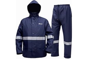 WCBDUT Combinaison de pluie pour homme et femme lourde imperméable (veste + pantalon) - Capuche coupe-vent - Vêtements de pluie - Vêtements de travail