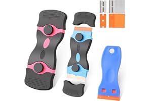 AHQIZFX 3 Pack Multi-Purpose Paint Blade Scraper, Paint Blade Scraper Tool, Premium Cleaning Scraper Tool 40 PCS Metal & Plastic Blades, for Windows, Sticker, Adhesives, Decals, Cooktop, Paint Removal