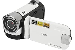 DENASH Video Camera Camcorder, Portable 1080P HD Vlogging Camera,2.4in Rotatable Screen Camcorder with Fill Light for Travel Recording (White)
