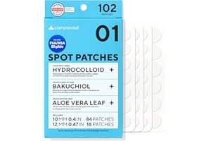 ‎CARASEOUL caraseoul Pickel Patches – Dermatologisch getestete Hydrokolloid-Aknepflaster in 2 Größen (10 mm, 12 mm), Pimple Patches, mit Bakuchiol & Aloe Vera, Tierversuchsfrei, Korean Skincare (102 Stück)