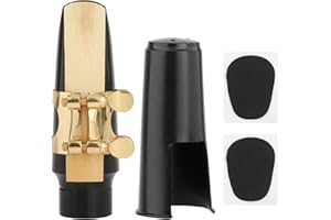 COZLYNX Alto Saxophone Mouthpiece Kit with Gold Metal Ligature, One Strength 2.5 Reed, Cushions and Plastic Cap