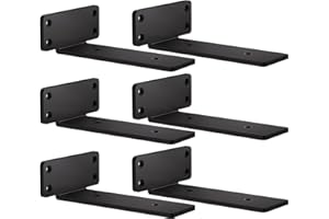 zhongko Equerre Etagere Murale 6Pcs Equerre Charge Lourde Support équerre étagère Noirs Support Etagere Murale Métal Très Résistants Pour Montage Mural (Noir, 6in-6pcs)