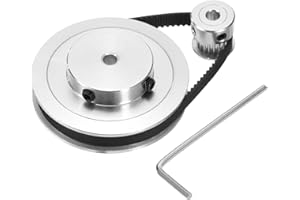 QUARKZMAN GT-2 Rueda Sincrónica 20&80 Dientes 5mm Orificio Rueda de Polea de Temporización de Aleación de Aluminio con 1 Pieza 200 * 6mm (L*W) Correa para Máquina CNC (20-80T-5B-6)