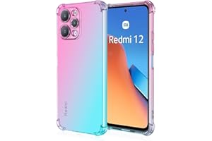 EASSGU Funda para Redmi 12 (4G) / Redmi 12 5G (6.79" Inches), Carcasa Protectora de Color Degradado Transparente, Case para Teléfono Anticaída y Antiarañazos - Rosado Verde