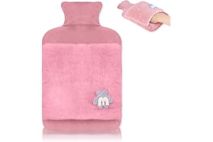 ‎FORETOY FORETOY Wärmflasche mit Weichem Bezug – Auslaufsicher 2L Groß Wärmflaschen mit Kängurutasche Flauschig, Fashy Bettflasche für Kinder Erwachsene, Hand-Fußwärmer, Schmerzlinderung für Bauch Rücken Beine