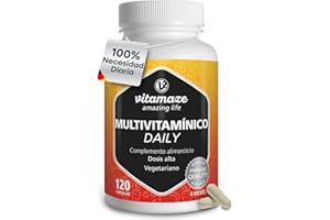 VITAMAZE - AMAZING LIFE Multivitaminas Completo en Dosis Altas, 13 Vitaminas A, B, C, D, E, K, sin Yodo, 120 Cápsulas Vegetales para 4 Meses, Suplemento sin Aditivos Innecesarios, Calidad Alemana