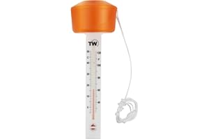 THERMOMETER WORLD Pool Thermometer Schwimmendes Wasserthermometer für Pool Analog gut ablesbare Wassertemperaturskala Mit orangefarbenem Schwimmer zum einfachen Auffinden