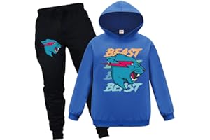 Forlcool Mr Beast Merch Kinder Jungen Mädchen Sport Trainingsanzug Lustige Outfits Bequem Hoodie + Hose Anzüge