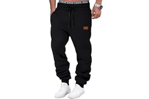 HMIYA Jogginghose Herren Baumwolle Trainingshose Sporthose Freizeithose Lang Hosen Klassische Sweathose mit Taschen Winter